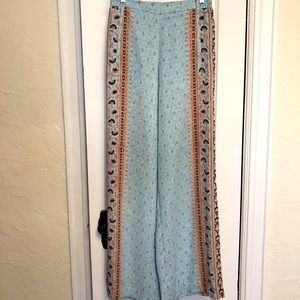 BCBG MaxAzria Joan Printed Blue Floral Wide Leg Pant